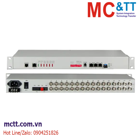 Bộ chuyển đổi 3 cổng Ethernet + 16 cổng E1 + 1 PDH sang quang JHA Tech JHA-C2PE16F3PF1