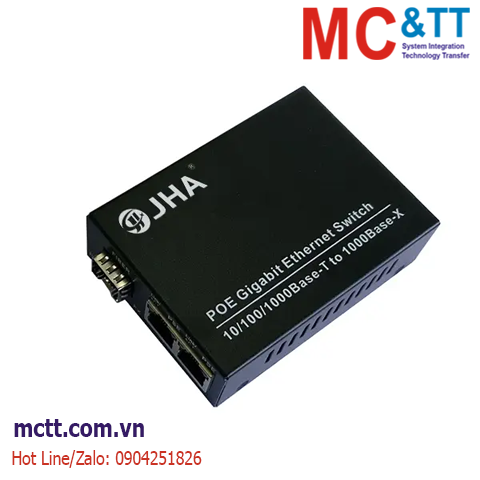Bộ chuyển đổi quang điện PoE 2 cổng Gigabit Ethernet sang quang JHA Tech JHA-GS12P