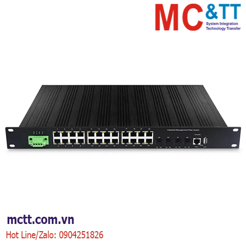 Switch công nghiệp quản lý 24 cổng Gigabit PoE + 4 cổng 10G SFP+ JHA Tech JHA-MIWS4G024HP
