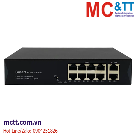 Switch 8 cổng PoE + 2 cổng Ethernet JHA Tech JHA-P10208CBMHGW