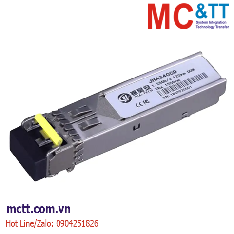 Module quang SFP công nghiệp 1.25Gb/s, Single-mode, Duplex LC, 120KM JHA Tech JHA340CD