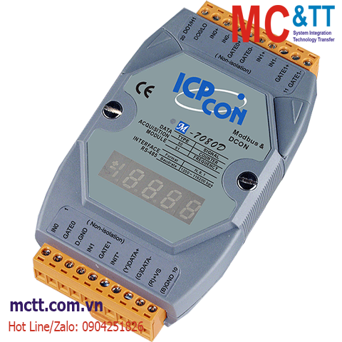 Module RS-485 Modbus RTU 2 kênh đầu vào bộ đếm/tần số (Counter/Frequency) ICP DAS M-7080D-G CR