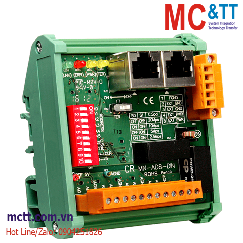Module Motionnet 8 kênh vào tương tự AI ICP DAS MN-AD8-DIN CR