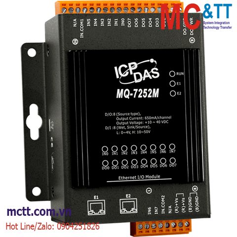 Module 2 cổng Ethernet MQTT 8 kênh DI + 8 kênh DO ICP DAS MQ-7252M CR