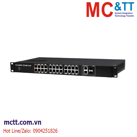 Switch công nghiệp 24 cổng PoE + 2 cổng Gigabit Combo ICP DAS NSM-2224P-SFP CR