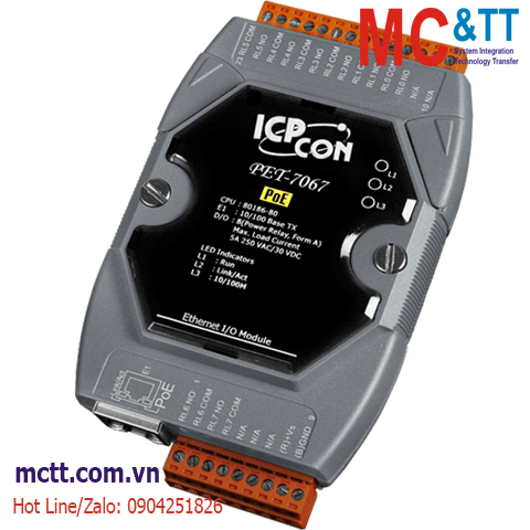 Module PoE Ethernet Modbus TCP 8 kênh đầu ra Power Relay ICP DAS PET-7067 CR