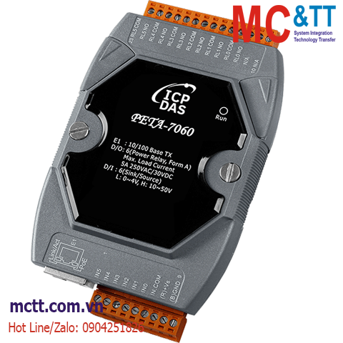 Module PoE Ethernet Modbus TCP & MQTT 6 kênh DI+6 kênh Power Relay ICP DAS PETA-7060 CR