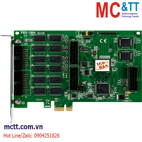 Card PCI Express 64 kênh vào/ra số DI/DO + 6 kênh Timer/Counter/Frequency ICP DAS PEX-D64 CR