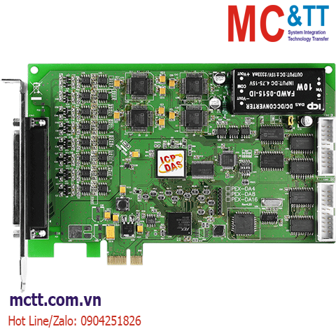 Card PCI Express 4 kênh đầu ra tương tự AO 14 bits + 16 kênh vào/ra số DI/DO + 3 kênh Timer/Counter/Frequency ICP DAS PEX-DA4 CR