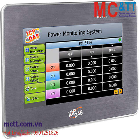 Bộ quản lý năng lượng điện tập trung IoT màn hình 7 inch ICP DAS PMD-2201-EN CR