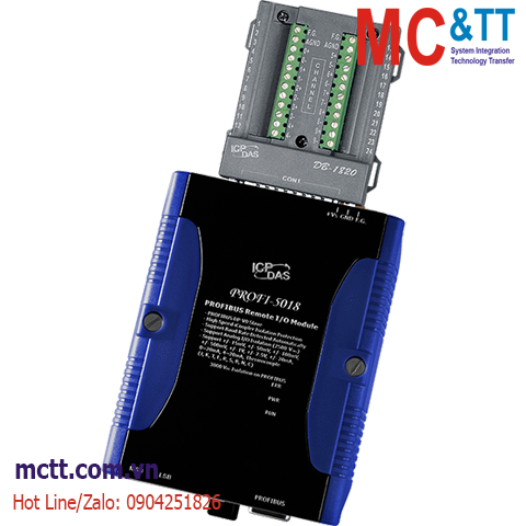 Module Profibus Slave 8 kênh đầu vào tương tự AI ( Cặp nhiệt Thermocouple) ICP DAS PROFI-5018/S CR