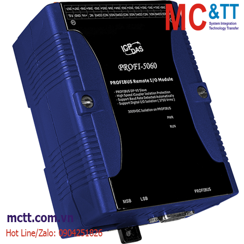 Module Profibus Slave 8 kênh đầu vào số DI + 4 kênh đầu ra Relay ICP DAS PROFI-5060 CR