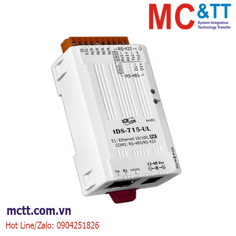 Bộ chuyển đổi 1 cổng RS-422/485 sang Ethernet ICP DAS tDS-715-UL CR