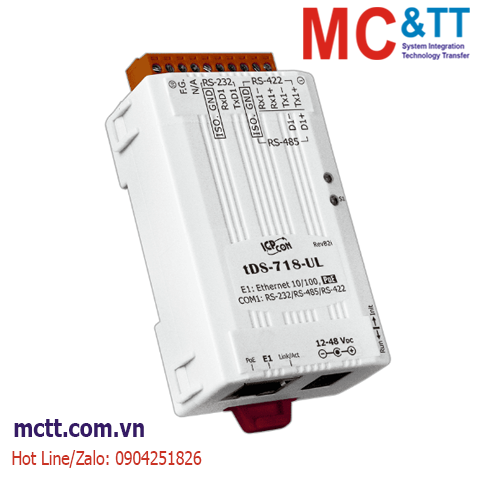 Bộ chuyển đổi 1 cổng RS-232/422/485 sang Ethernet ICP DAS tDS-718-UL CR