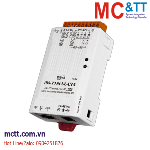 Bộ chuyển đổi 1 cổng RS-232/422/485 sang Ethernet ICP DAS tDS-718i-UL-UTA CR