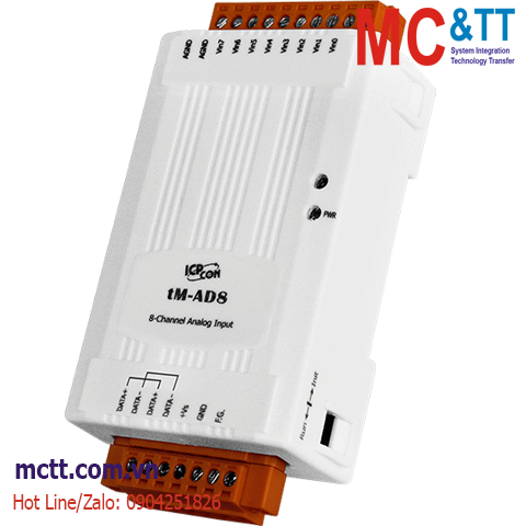 Module RS-485 Modbus RTU 8 kênh đầu vào tương tự AI ICP DAS tM-AD8 CR