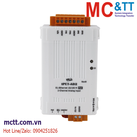 Module PoE Modbus TCP 2 kênh AI ICP DAS tPET-AD2 CR