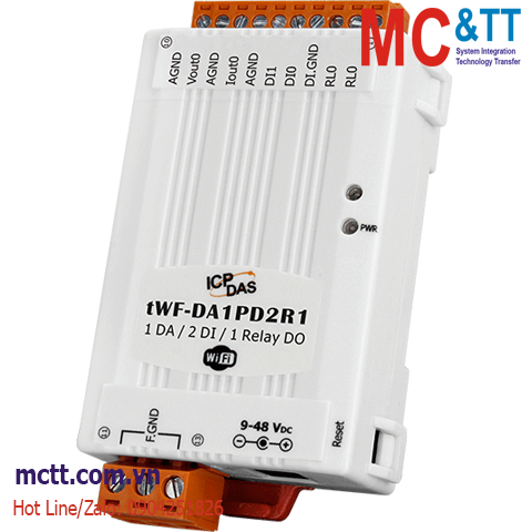 Module Wi-Fi Modbus TCP 2 kênh AO + 2 kênh DI + 1 kênh Relay ICP DAS tWF-DA1PD2R1 CR
