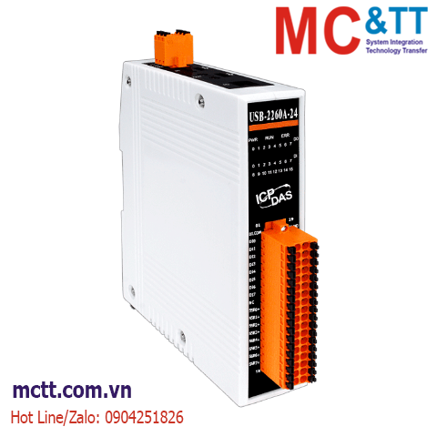 Module USB 16 kênh đầu vào số DI + 8 kênh Relay AC-SSR ICP DAS USB-2260A-24 CR