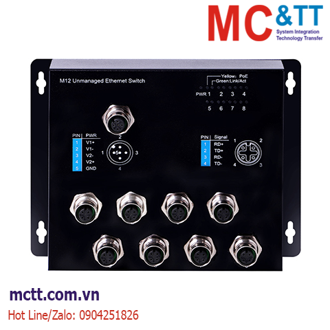 Switch công nghiệp 8 cổng Gigabit Ethernet M12 USR-ISG008-M12-BG