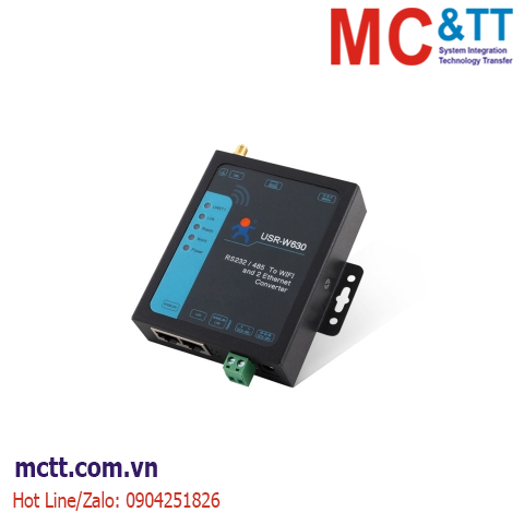 Bộ chuyển đổi 1 cổng RS-232/485 sang 2 cổng Ethernet/ Wi-Fi hỗ trợ Modbus Gateway USR-W630