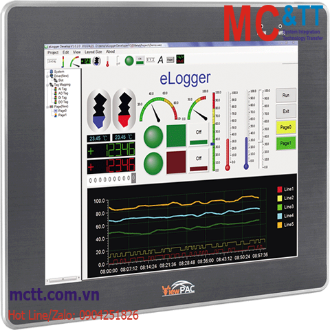 Màn hình cảm ứng lập trình nhúng ViewPAC 12.1 inch CPU Cortex-A8+ WinCE 7.0 ICP DAS VP-5201-CE7 CR