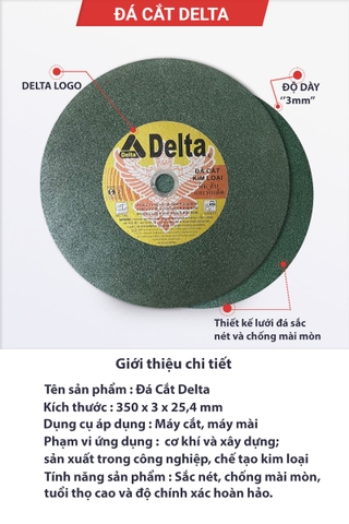 Đá cắt Delta xanh 350 x 3 x 25.4mm