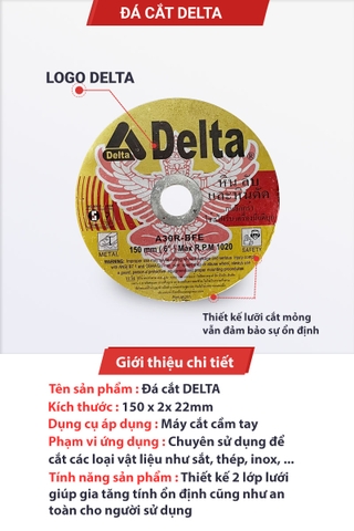 Đá cắt Delta 150 x 2 x 22mm