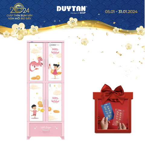 TỦ WING 4 CÁNH 1 NGĂN -HỒNG RỒNG MÙA XUÂN