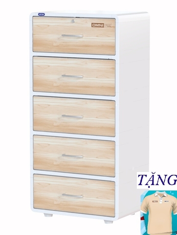 Tủ nhựa Omni 5 ngăn DUY TÂN ( TRẮNG GỖ )