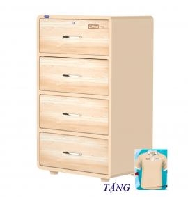 Tủ nhựa Omni 4 ngăn DUY TÂN ( KEM GỖ )