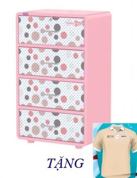 Tủ nhựa Omni 4 ngăn DUY TÂN ( HỒNG CHẤM BI )