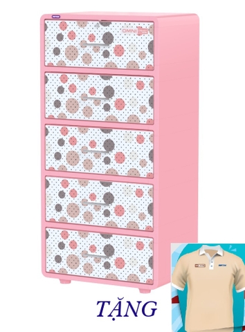 Tủ nhựa Omni 5 ngăn DUY TÂN ( HỒNG CHẤM BI )