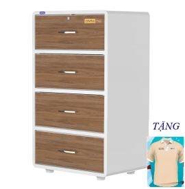 Tủ nhựa Omni 4 ngăn DUY TÂN ( TRẮNG GỖ ĐẬM )
