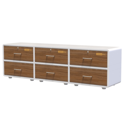 KỆ TIVI OMNI 6 NGĂN THẤP DUY TÂN ( TRẮNG GỖ ĐẬM)