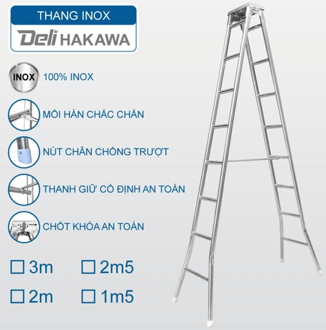 Thang inox DELI Hakawa 3m