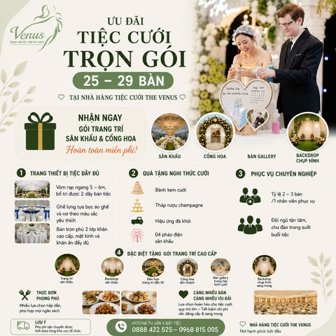 Ưu đãi áp dụng cho tiệc cưới 25 bàn -29 bàn