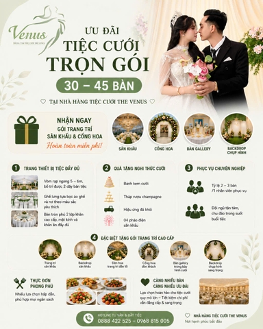 Ưu đãi áp dụng cho tiệc cưới 30 bàn đến 45 bàn