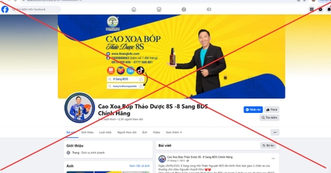 CẢNH BÁO TRANG GIẢ MẠO THƯƠNG HIỆU 8 SANG BDS - CAO XOA BÓP THẢO DƯỢC 8S