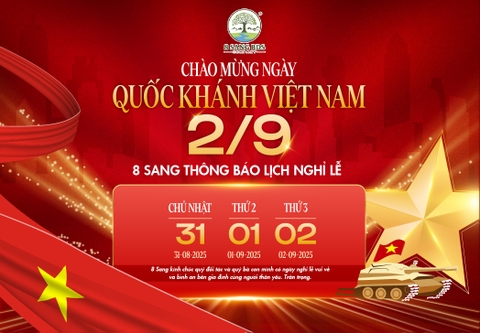 THÔNG BÁO NGHỈ LỄ QUỐC KHÁNH 2/9 – CÔNG TY TNHH 8 SANG BDS