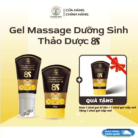 (Gel không bi lăn) Mua 2 chai Gel massage dưỡng sinh thảo dược 8S bi lăn và không bi lăn