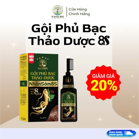 Giảm 20% (Màu Nâu) Gội Phủ Bạc Thảo Dược Nhân Sâm 8S