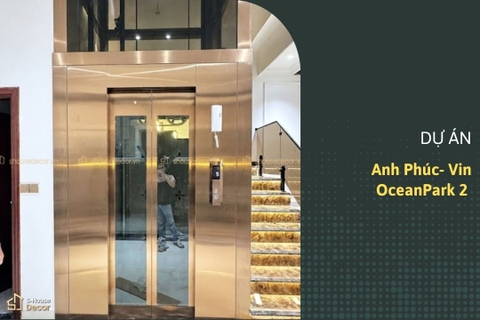 Trang trí ốp inox khung thép thang máy tại Vin OceanPark 2 - Điểm nhấn tinh tế, hiện đại
