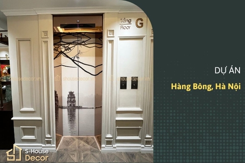 Trang trí inox thang máy - Ốp inox cabin và khung bao bản rộng tại Hàng Bông, Hà Nội