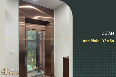 Trang Trí Ốp Inox Khung Bao Bản Rộng Thang Máy Tại Nhà Anh Phúc, Yên Sở