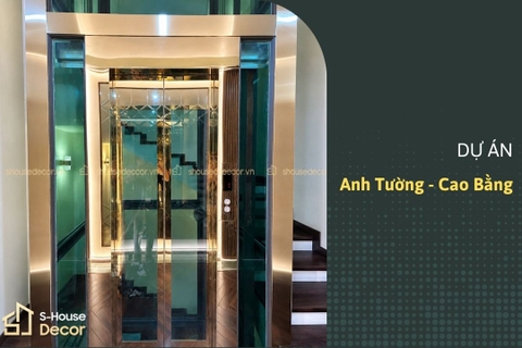Trang trí inox thang máy tại nhà Anh Tường, Cao Bằng – Ốp inox khung thép sang trọng