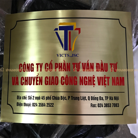 Biển Bảng Inox Vàng Xước Thông Tin Công Ty