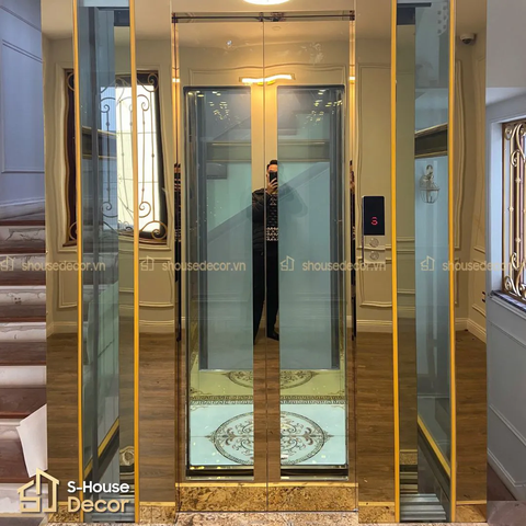 Gia công inox khung thép thang máy với inox 304 xước mạ PVD,  inox 304 gương mạ PVD - Mẫu OKT-PVDS-2