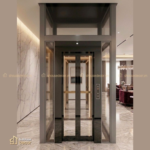 Gia công khung bao cửa thang máy với khung bao hẹp và cửa tầng kính chuẩn kỹ thuật - Mẫu COK-PVDS-1