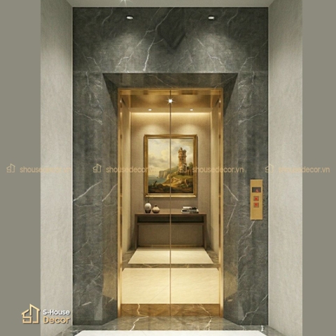 Gia công khung bao hẹp cửa thang máy với inox 304 gương vàng, inox 304 xước vàng - Mẫu COX-PVDS-3